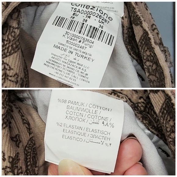 Boho Corduroy Paisley Print Plus Size Jeans - Picture 5 of 6